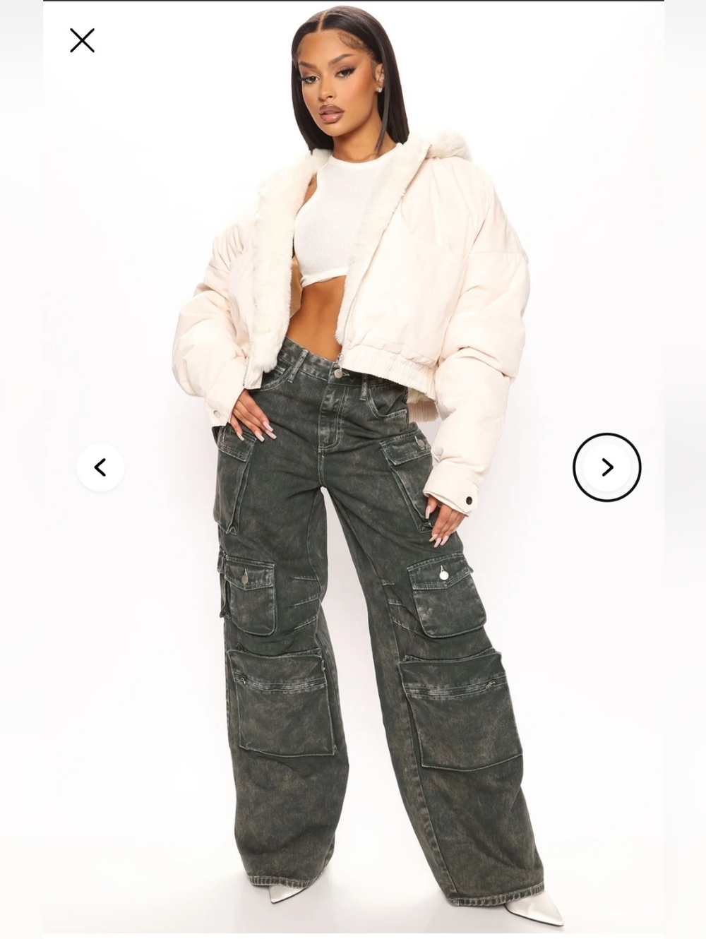 Fashion Nova Womens Lily High Rise Cargo Jeans
